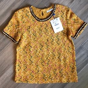 🆕Zara mustard multi color tweed top